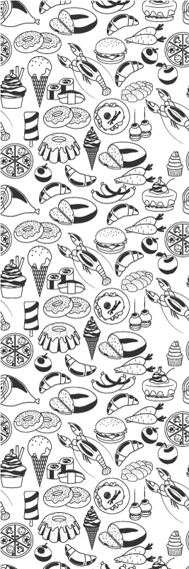 Køkken tæpper med mad doodles mønster - TenStickers
