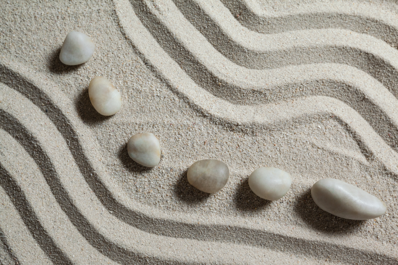 Vinyl tæppe til badeværelset zen sti sand - TenStickers
