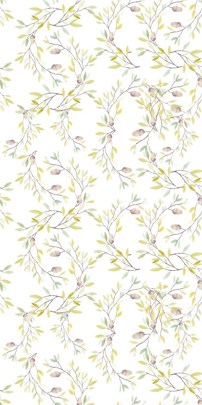 Blomster og planter vinyltæppe akvarel grønne blade - TenStickers