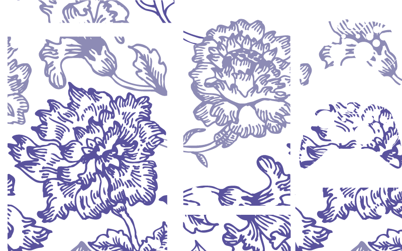 Blomster og planter vinyltæppe blødt lilla mønster - TenStickers