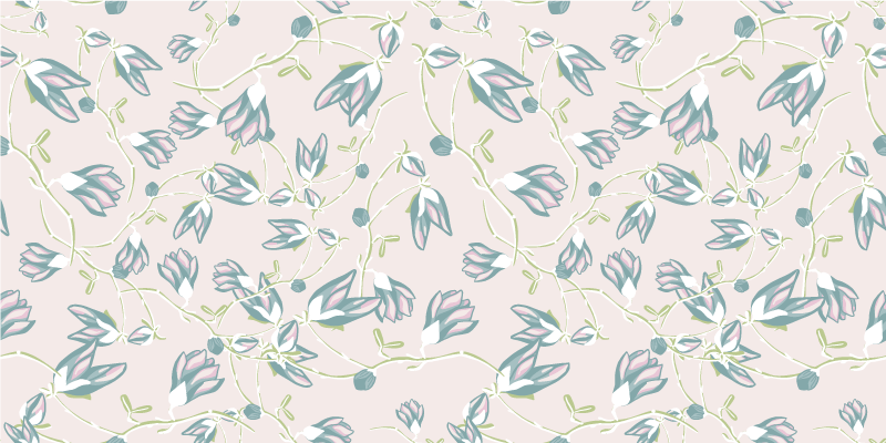 Blomster og planter vinyltæppe med blad- og blomstermønster - TenStickers