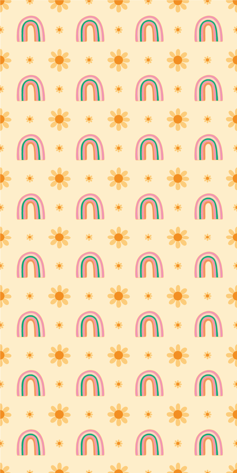 Blomster og planter vinyltæppe med blomster og regnbuer - TenStickers