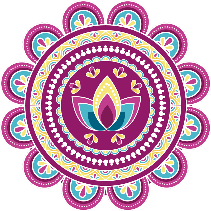Blomster og planter vinyltæppe farverig lotus mandala - TenStickers