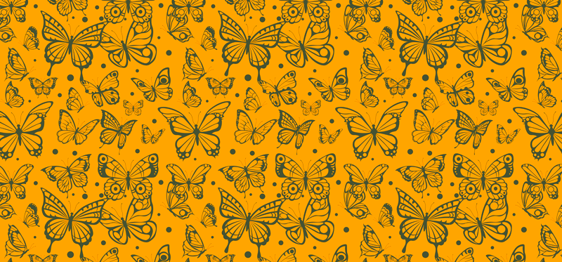 Blomster og planter vinyltæppe med sommerfuglebaggrund - TenStickers