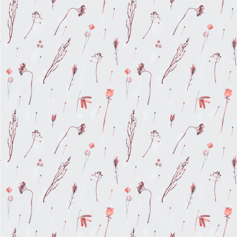 Blomster og planter vinyltæppe med delikat blomsterdesign - TenStickers