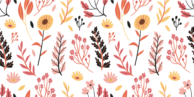 Blomster og planter vinyltæppe med blomsterdekoration - TenStickers