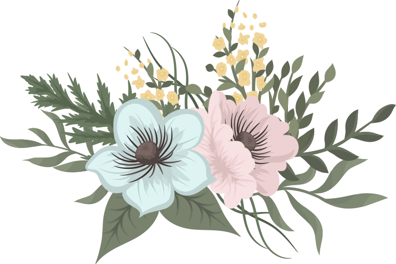 Blomster og planter vinyltæppe botanisk ensemble - TenStickers