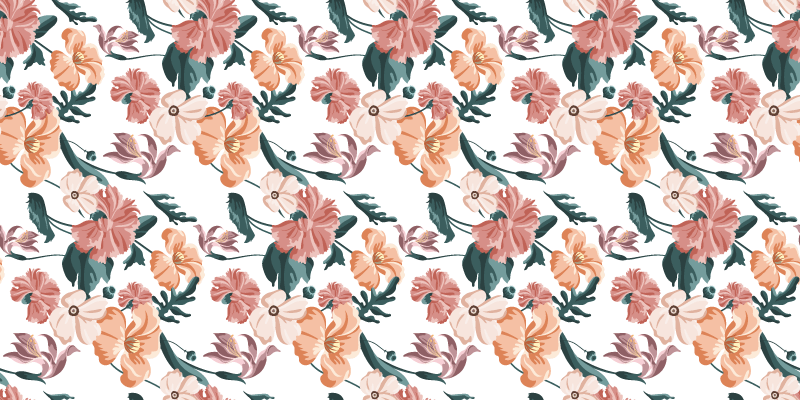 Vinyltæppe til soveværelse med blomstrende mønster - TenStickers