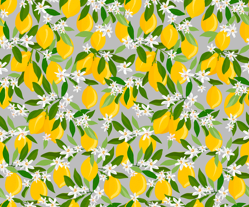 Vinyltæppe til soveværelse med citronblomstermønster - TenStickers