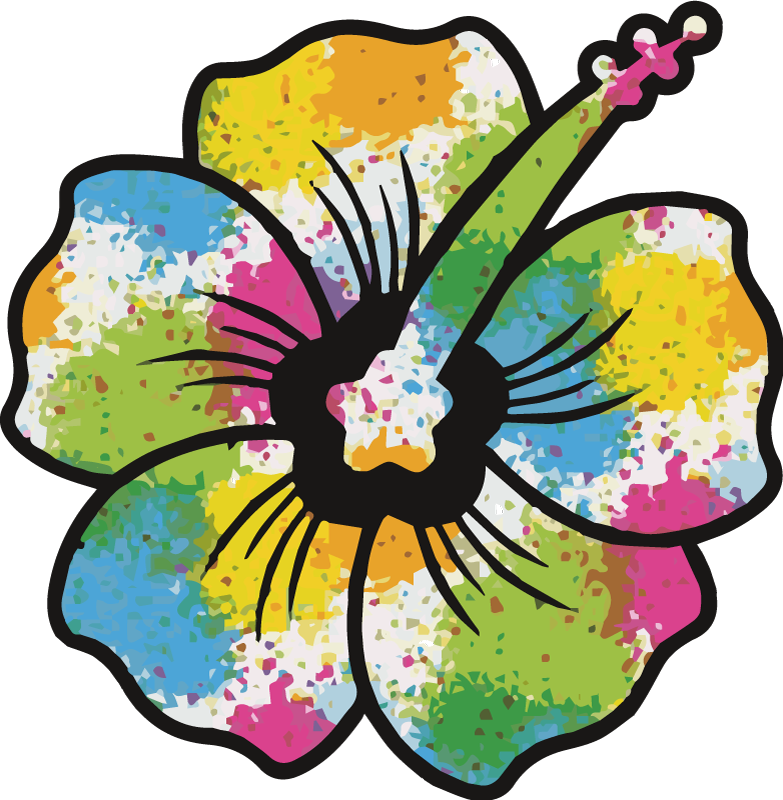 Vinyltæppe til soveværelse farverig hibiscusblomst - TenStickers