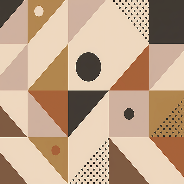 Geometriske vinyl tæppe i brun patchwork - TenStickers