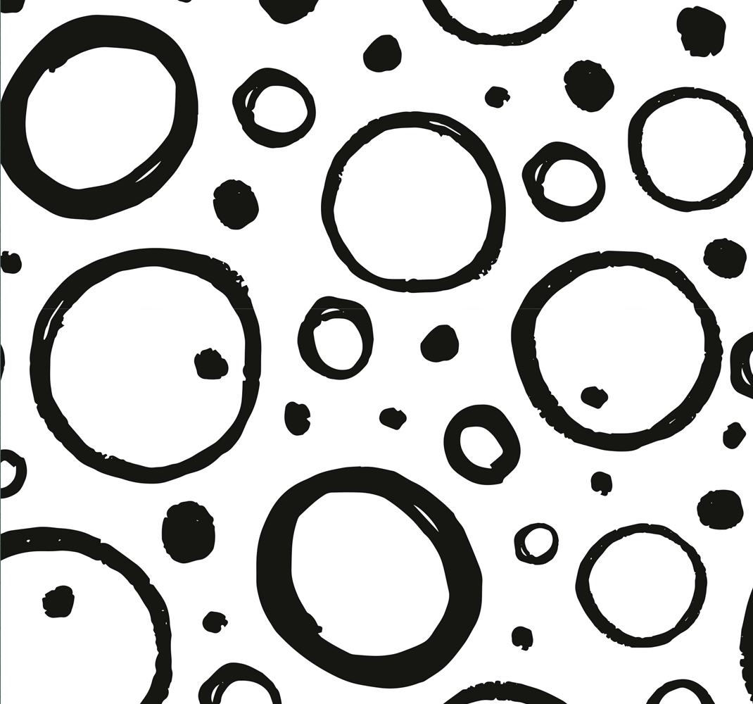 Geometriske vinyl tæppe cirkulært design sort hvid - TenStickers