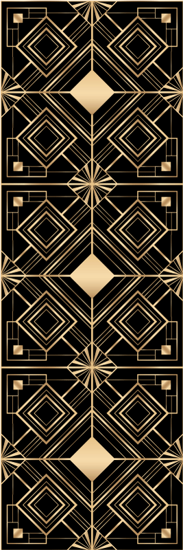 Geometriske vinyl tæppe moderne kunst sort og guld mønster - TenStickers