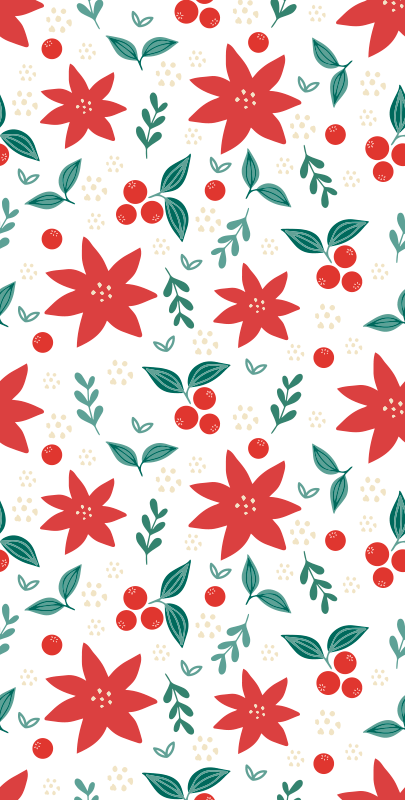 Jule vinyltæppe med julestråle blomster - TenStickers