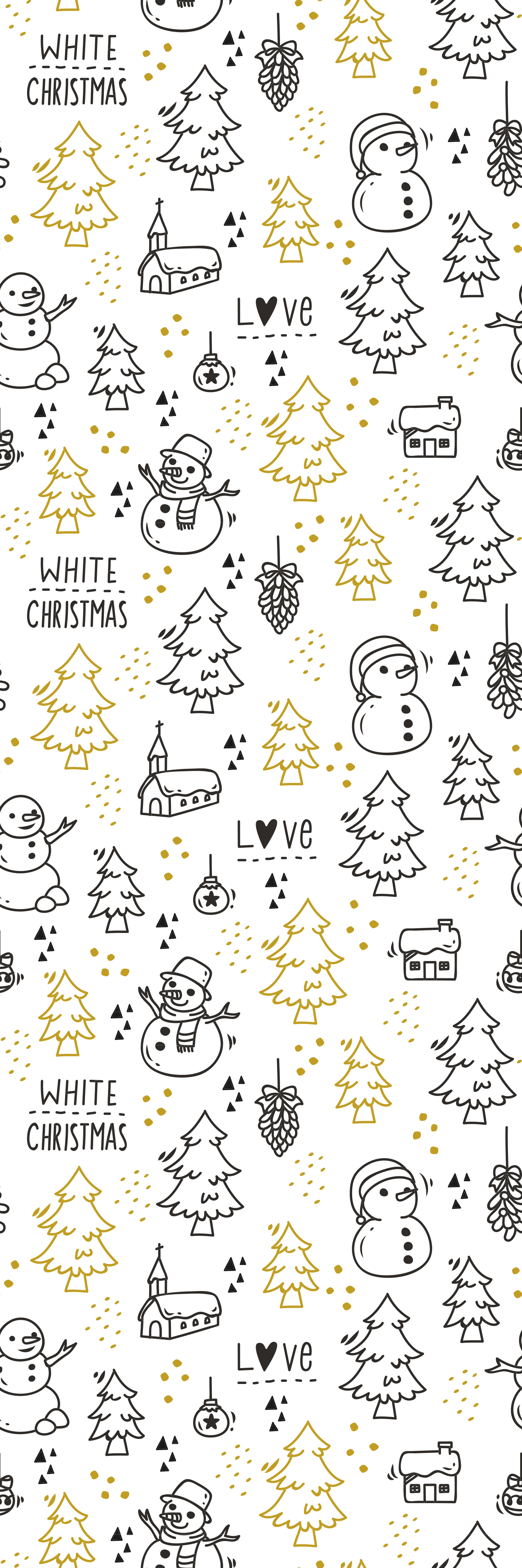 Jule vinyltæppe med sort og guld jule doodle mønster - TenStickers
