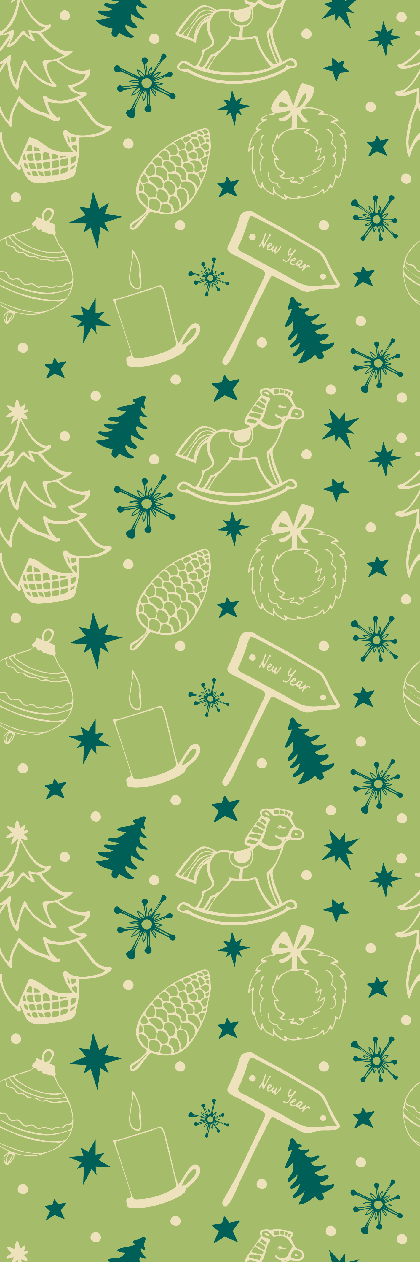 Jule vinyltæppe med grøn baggrund og julemotiver - TenStickers