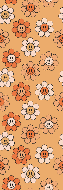 Vinyltæppe til soveværelse med orange smilende ansigtter - TenStickers