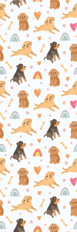 Vinyltæppe til soveværelse med søde hunde og regnbuer - TenStickers