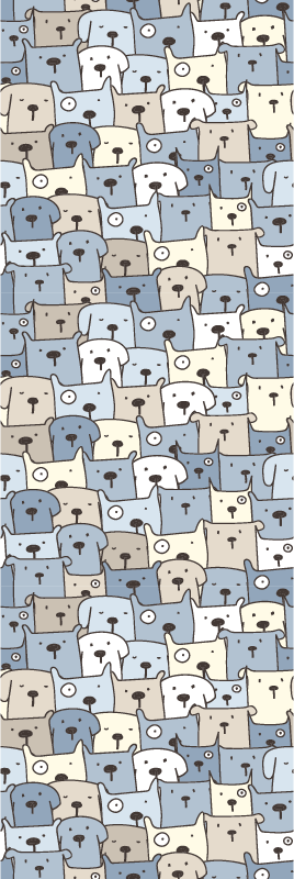 Vinyltæppe til soveværelse med grå hundeillustrationer - TenStickers