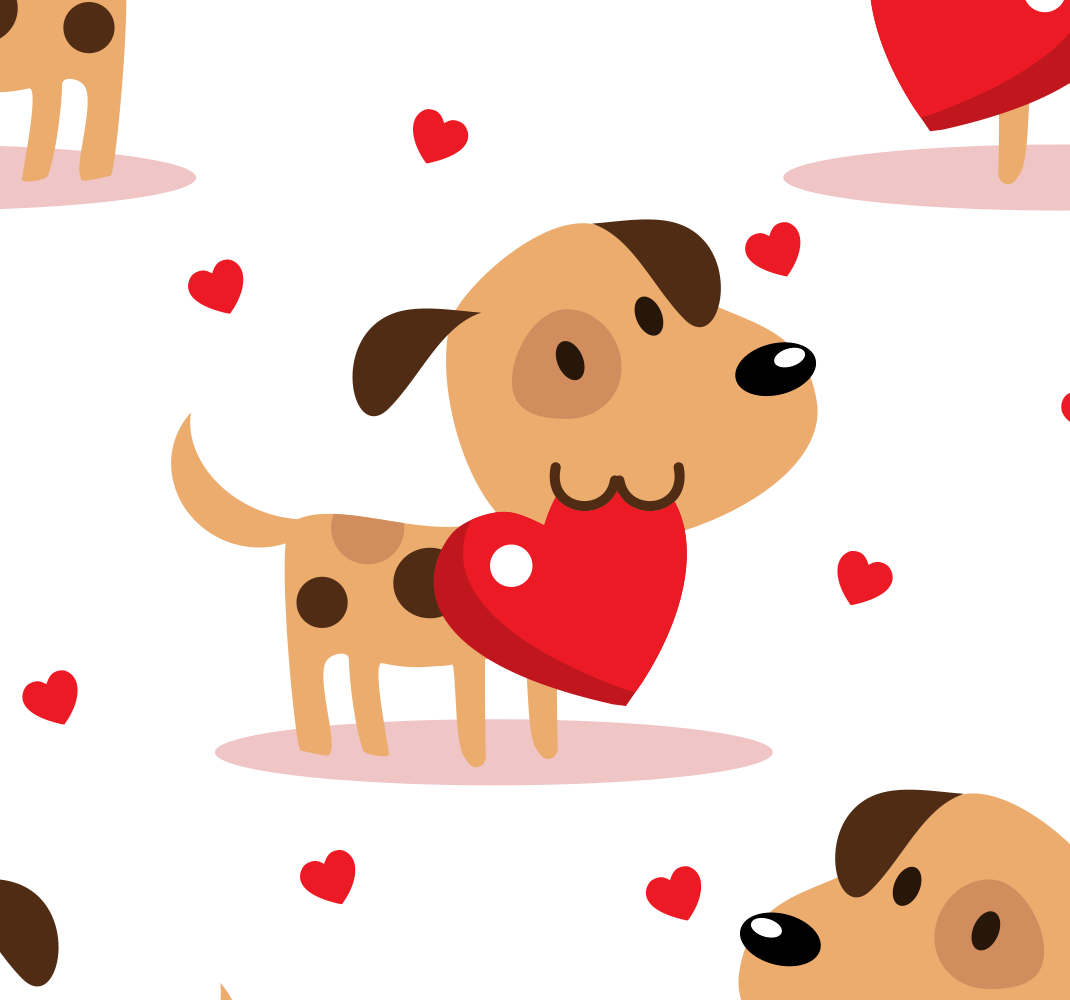 Vinyltæppe til soveværelse med røde hunde - TenStickers