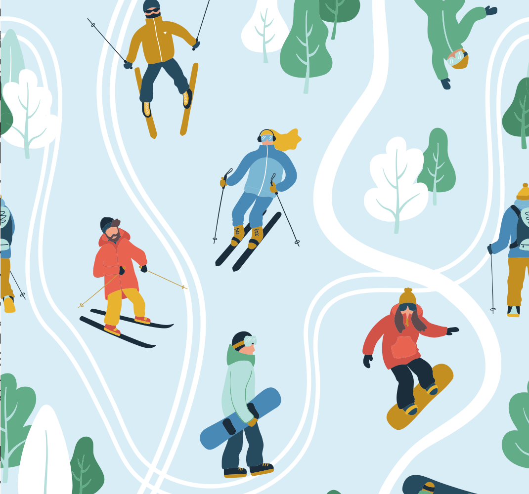 Vinyltæppe til soveværelse med blåt skidesign - TenStickers