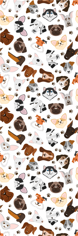 Vinyltæppe til soveværelse med hundehoveder - TenStickers