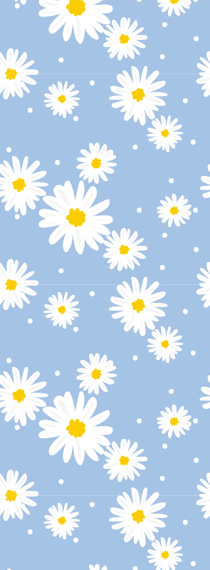 Vinyltæppe til soveværelse hvide blomster på blå baggrund - TenStickers
