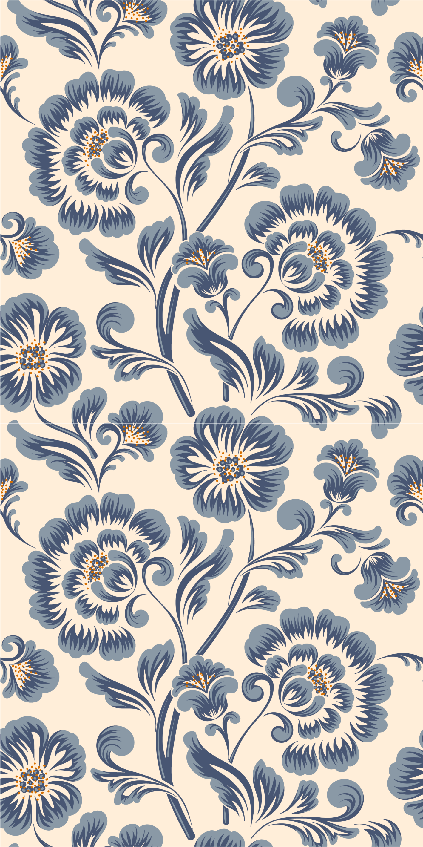 Vinyltæppe til soveværelse blomsterblåt vintage design - TenStickers