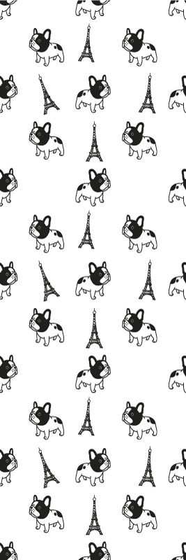 Vinyltæppe til soveværelse fransk bulldog i paris - TenStickers