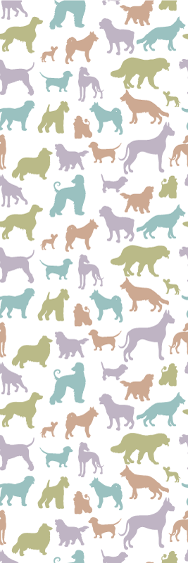 Vinyltæppe til soveværelse i pastelfarvede hundesilhuetter - TenStickers
