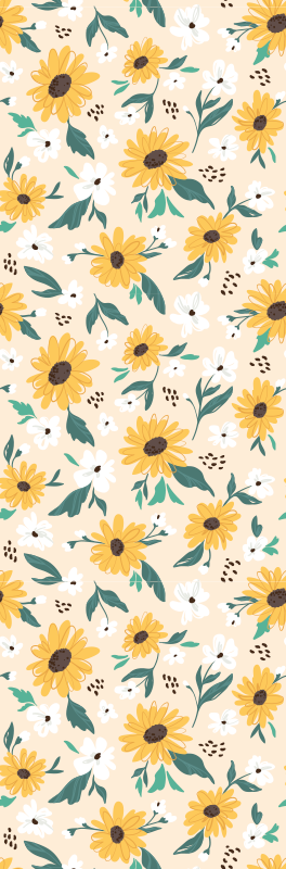 Vinyltæppe til soveværelse med solblomst beige baggrund - TenStickers