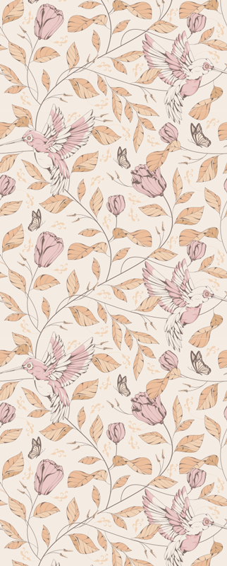 Vinyltæppe til soveværelse tulipanmønster beige - TenStickers