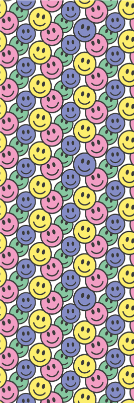 Vinyltæppe til soveværelse med farverige pastelfarvede smil - TenStickers