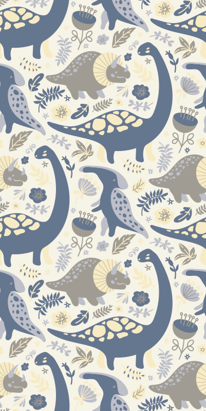 Vinyltæppe til soveværelse blå dinosaurer nordisk stil - TenStickers