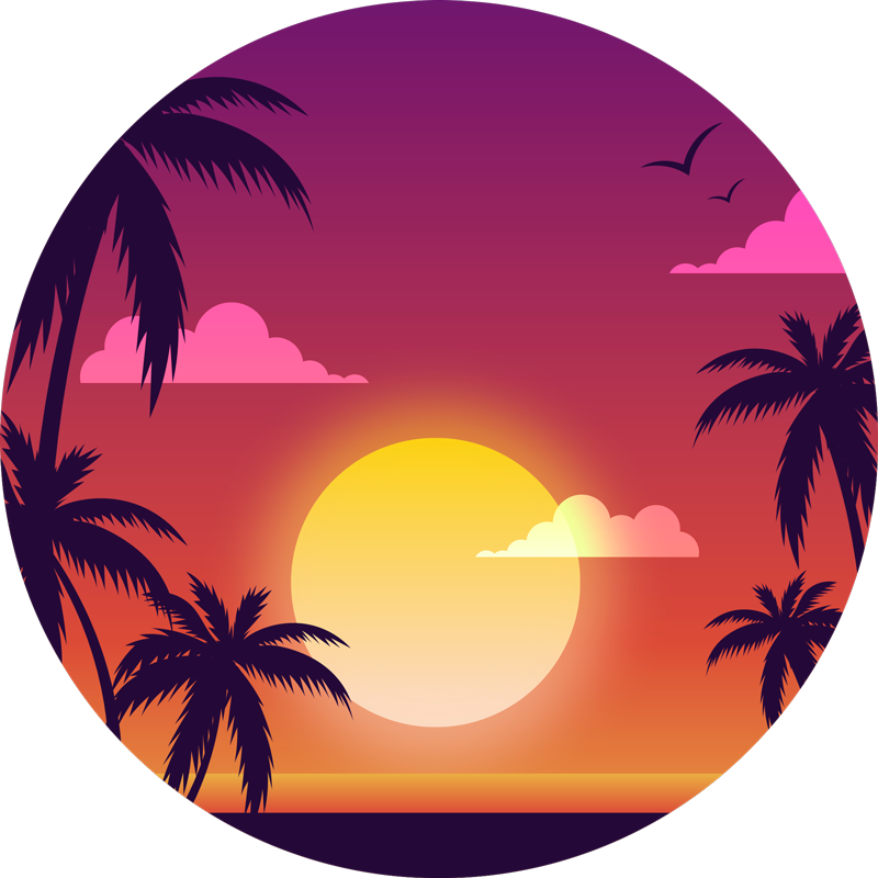 Natur vinyl tæppe 70'er solnedgang - TenStickers