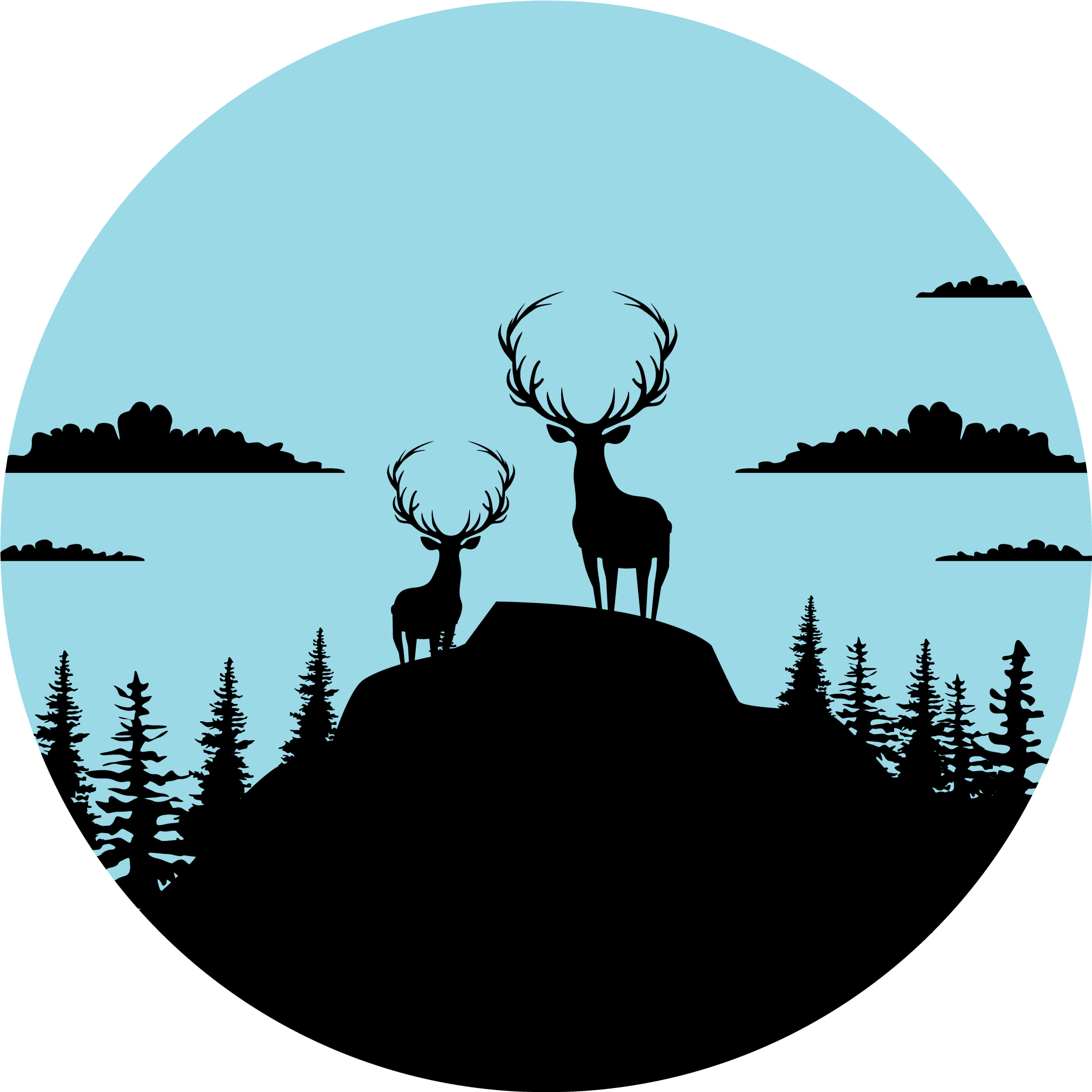 Natur vinyl tæppe bjerg med hjorte - TenStickers