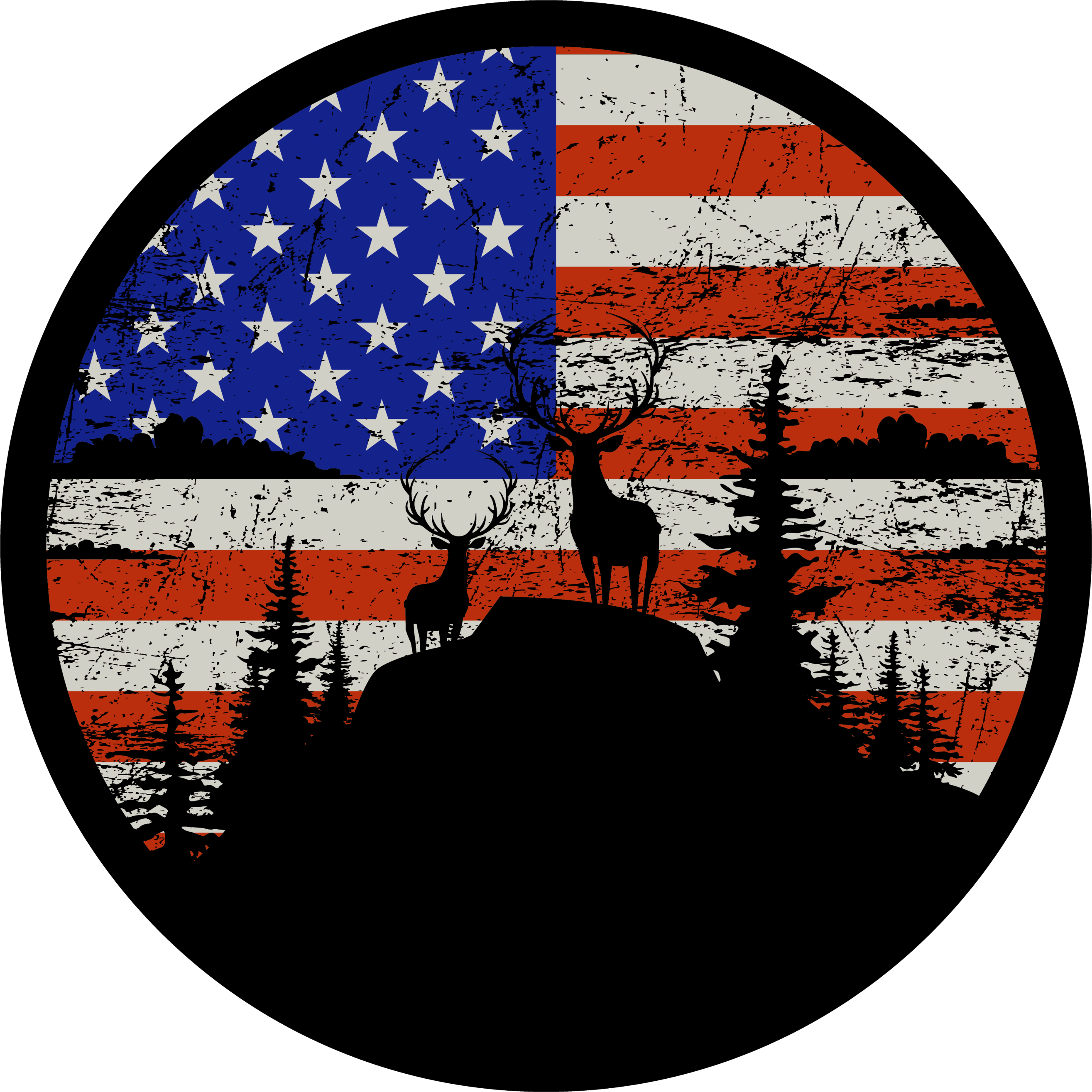 Natur vinyl tæppe med amerikansk flag bjergsilhuet - TenStickers