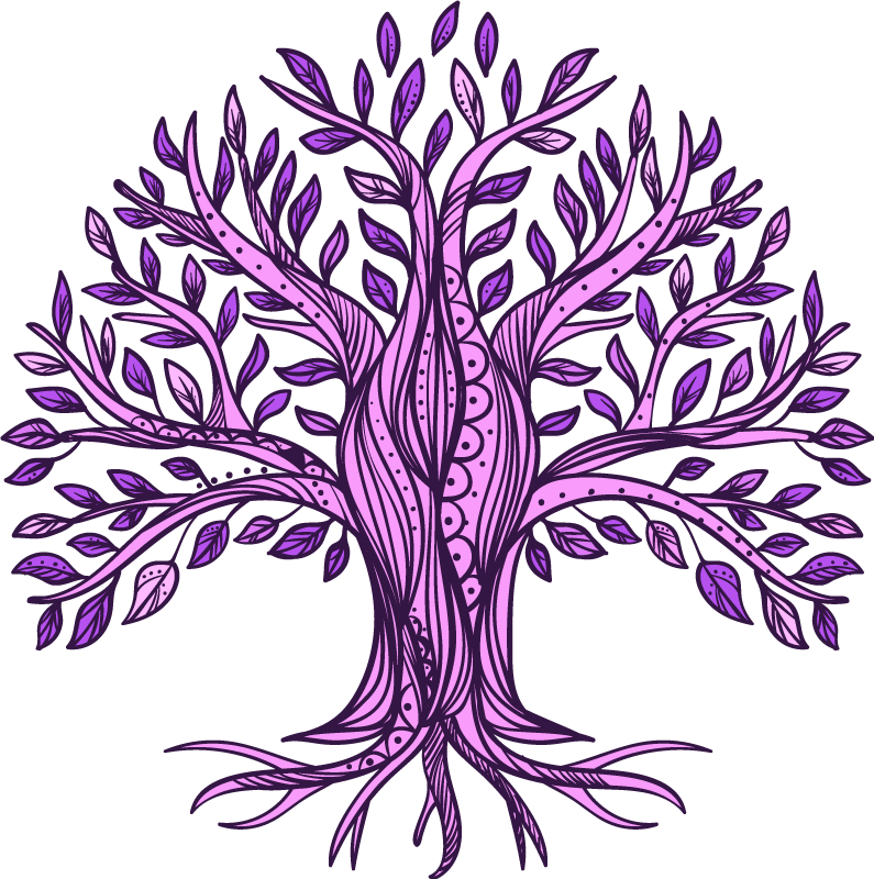 Natur vinyl tæppe tree of life lilla mønster - TenStickers