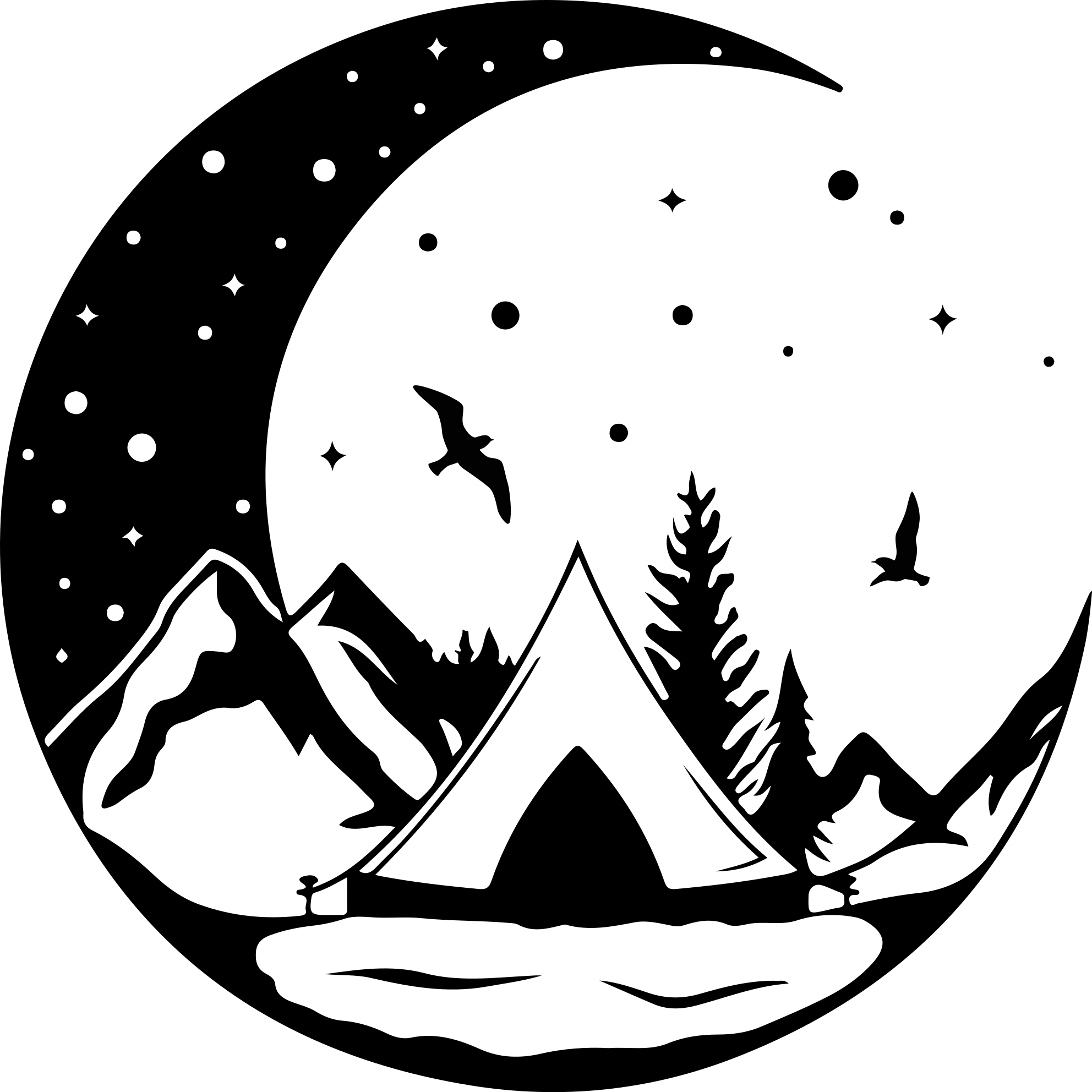 Natur vinyl tæppe bjerge og måne nat - TenStickers