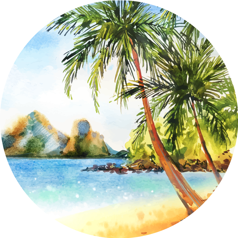 Natur vinyl tæppe tropisk palme strand - TenStickers