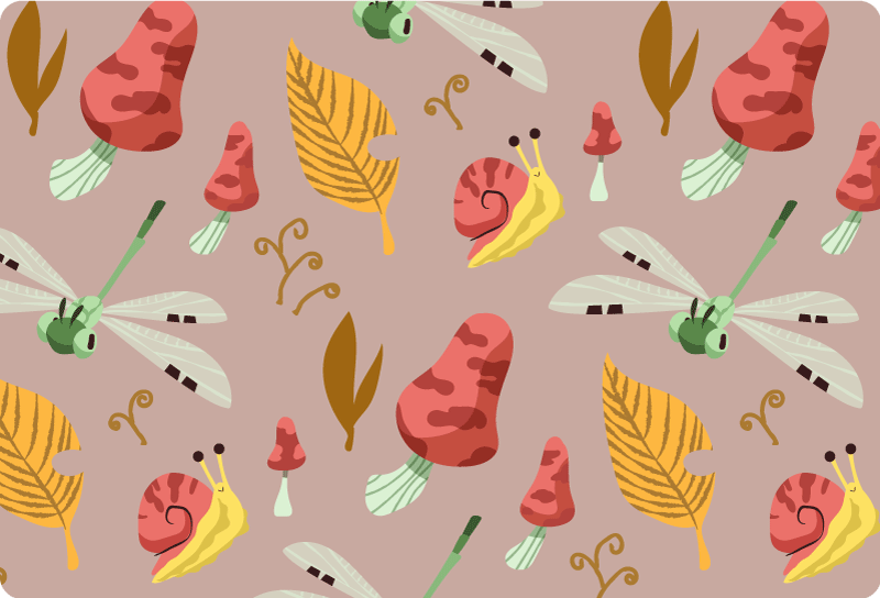 Natur vinyl tæppe med efterårs dyre- og plante mønster - TenStickers