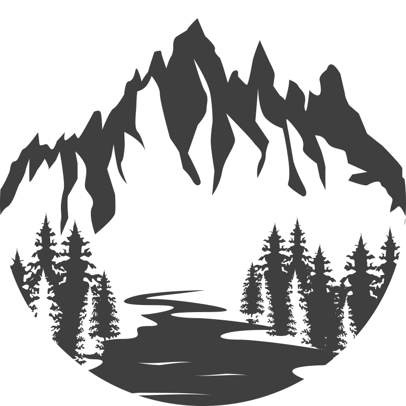 Natur vinyl tæppe bjerglandskab silhuet - TenStickers