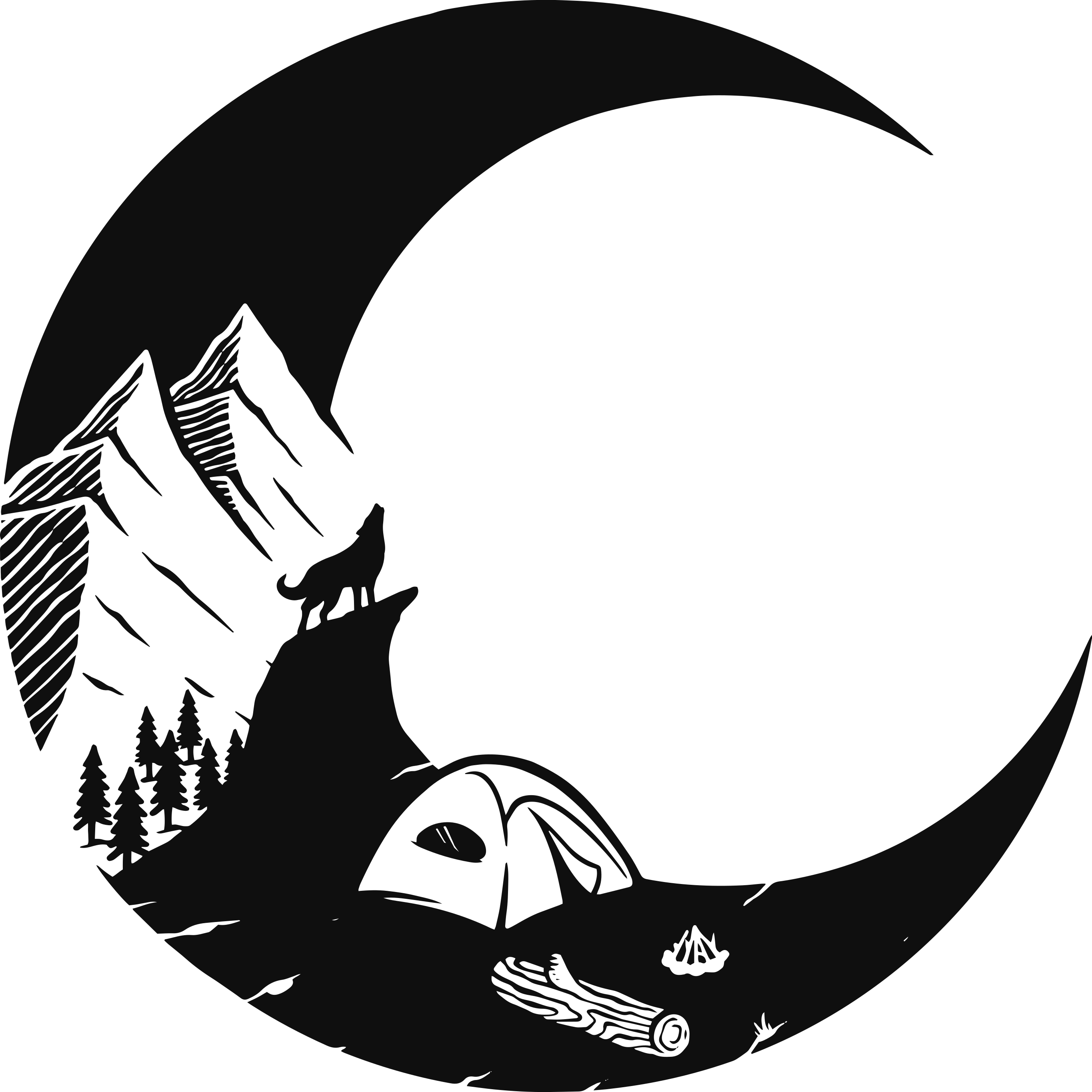 Natur vinyl tæppe med bjerg camping scene - TenStickers
