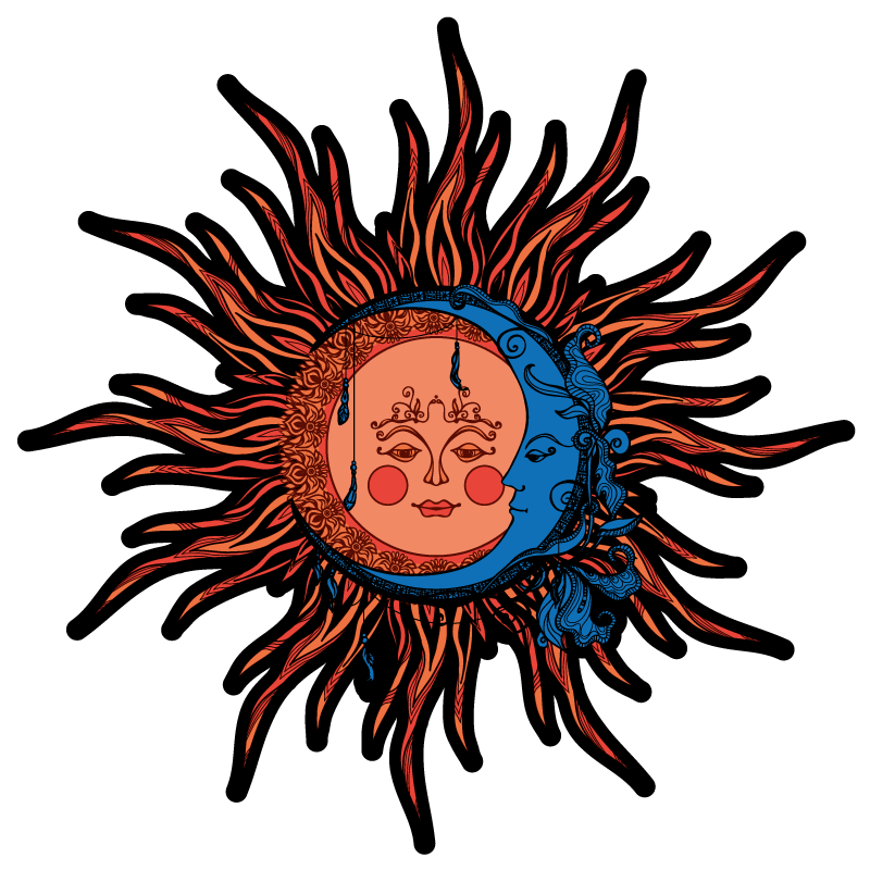 Natur vinyl tæppe celestial sol måne - TenStickers