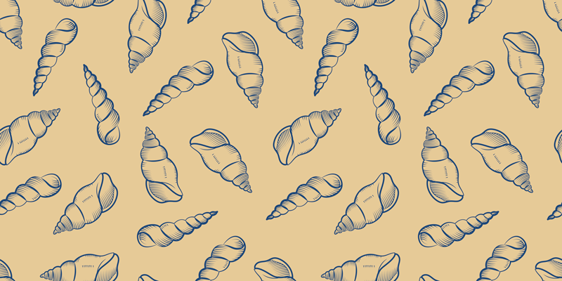 Natur vinyl tæppe med muslingemotiv komposition - TenStickers