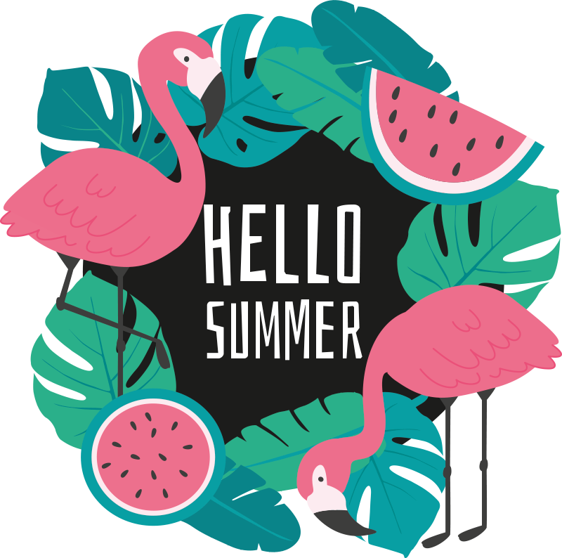 Natur vinyl tæppe med tropisk flamingo design - TenStickers