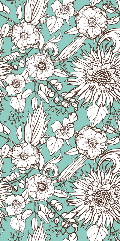 Natur vinyl tæppe med blomster mønster - TenStickers