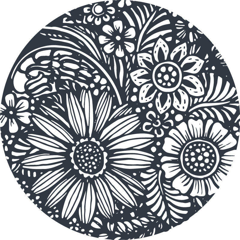 Natur vinyl tæppe med blomster mønster cirkel - TenStickers