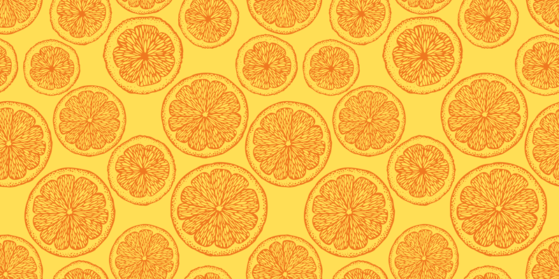 Natur vinyl tæppe med citrus skiver motiv - TenStickers