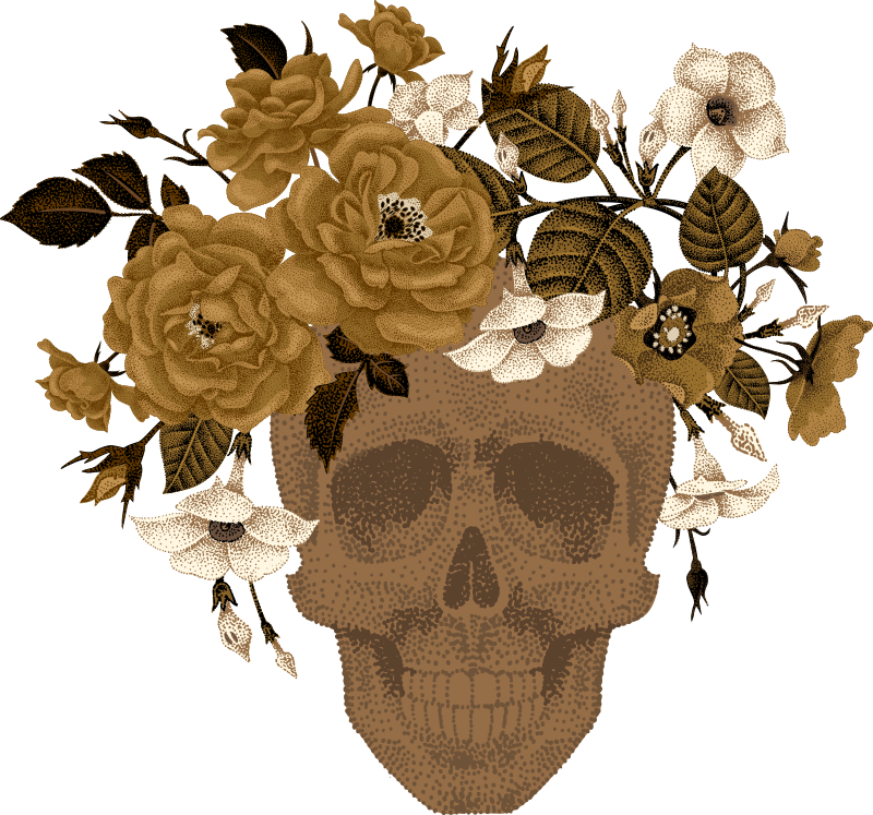 Natur vinyl tæppe med kraniet blomsterarrangement - TenStickers